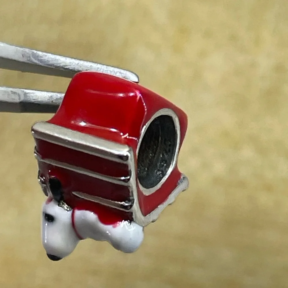 Sterling silver SNOOPY red doghouse Peanuts beagle puppy dog charm bead